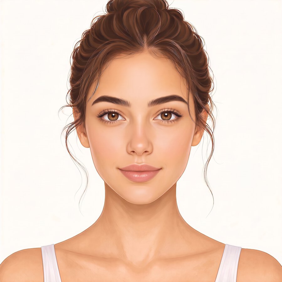 Illustration of a face, front view